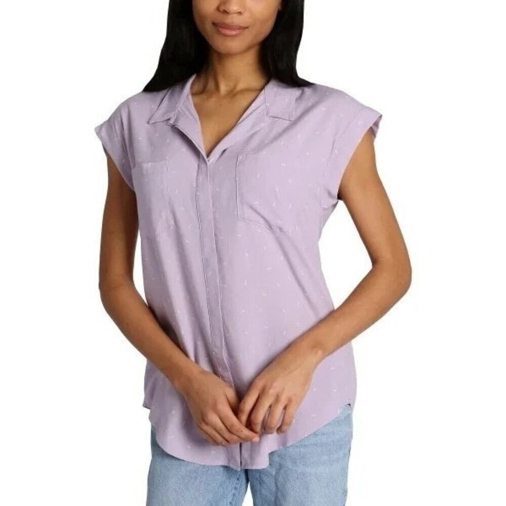 Jacks Girlfriend New York Women's S Sleeveless Rayon Button up Shirt N0923